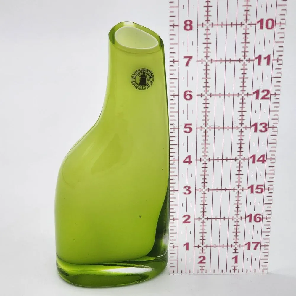 Ikea OKKSO Handmade Quality Lime Green Glass Vase